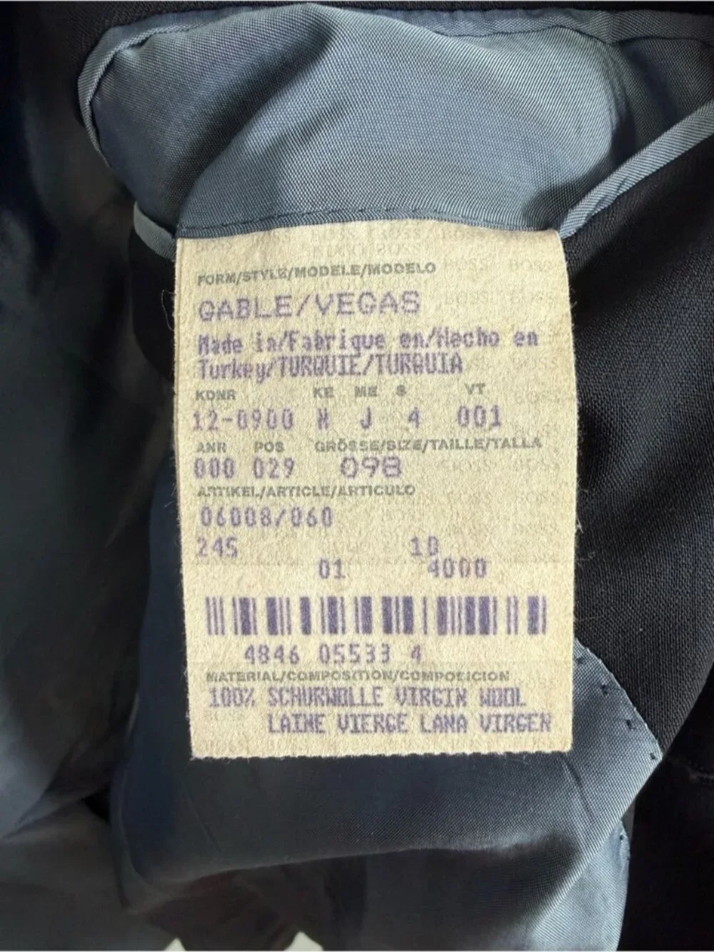 Hugo Boss Lightweight Wool Blazer Suit Jacket Size 40 Long Black